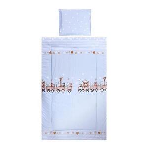Imagine Set lenjerie pat 3 piese Lorelli Cosy Train Blue, bumbac ranforce, lavabil 30°C