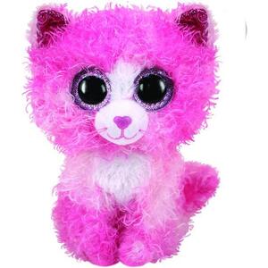 Imagine Jucarie de plus Ty Pisica Roz Cu Par Cret, 24cm