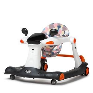 Imagine Premergator 2 in 1 Juju Happy Wheels, reglabil, pliabil, de la 6-18 luni, greutate max 12 kg, functie de antemergator, panou interactiv cu jucarie muzicala si lumini, roti ajustabile