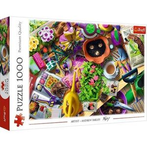 Imagine Puzzle Trefl din 1000 piese - Curatenie in gradina