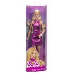 Imagine Papusa Barbie Fashionistas -Barbie blonda cu rochita roz metalica