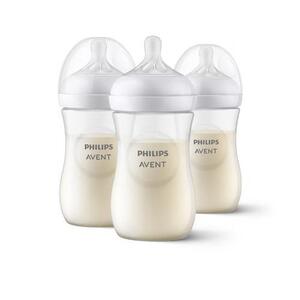 Imagine Set 3 biberoane pentru nou-nascuti, Philips Avent Natural Response SCY903/03, 260 mL, tetina cu debit 3, 1 luna +