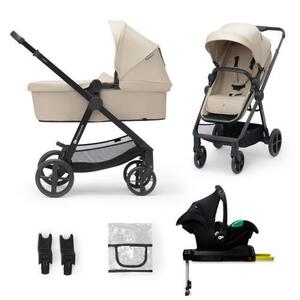 Imagine Carucior 4 în 1 KinderKraft Newly, 0 - 22kg, scoica auto Mink Prf cu baza Isofix inclusa, Bej