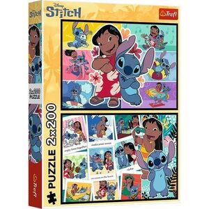 Imagine Puzzle Trefl din 2 x 200 piese - Viata fericitt a lui Stitch
