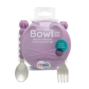 Imagine Set de hranire pentru copii din 3 piese Melii - Pisicuta, Violet