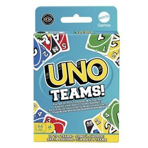 Imagine Joc de societate UNO Teams, 2 echipe, pentru 4 jucatori, Mattel, pentru copii de la 7 ani, multicolor