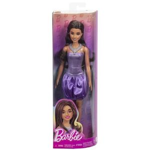 Imagine Papusa Barbie Fashionistas, par brunet, rochie cu paiete, set