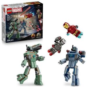 Imagine LEGO® Marvel - Iron Man si War Machine vs dronele Hammer 76320, 204 piese