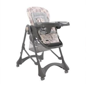 Imagine Scaun de masa Bellissimo, reglabil multiple pozitii, 4 Roti Pivotante Duble, Prindere in 5 puncte, Separator pentru picioare, cu 2 Tavite detasabile, Grey Parrots