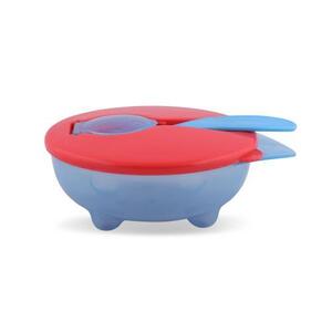 Imagine Set castron cu capac ermetic si lingurita, 5x12 cm, fara BPA, Blue