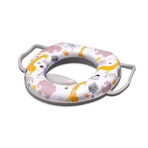 Imagine Reductor moale pentru toaleta Lorelli, cu manere, confortabil, impermeabil, protectie impotriva stropirii, Grey Animals