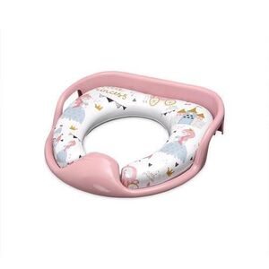 Imagine Reductor moale pentru toaleta Lorelli, cu manere, model universal, confortabil, impermeabil, protectie impotriva stropirii, Pink Princess