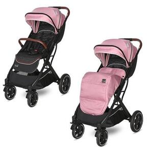Imagine Carucior pentru nou-nascut Lorelli Storm, pliabil, pana la 22 kg, cadru aluminiu, spatar reglabil, roti fata pivotante cu suspensii, centura cu prindere in 5 puncte, spatiu depozitare, Rose Quartz