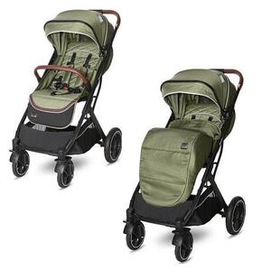 Imagine Carucior pentru nou-nascut Lorelli Storm, pliabil, pana la 22 kg, cadru aluminiu, spatar reglabil, roti fata pivotante cu suspensii, centura cu prindere in 5 puncte, spatiu depozitare, Loden Green