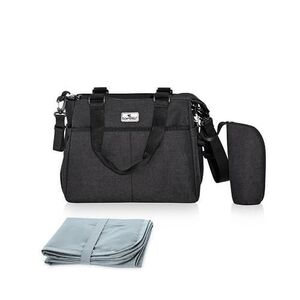 Imagine Geanta pentru accesoriile bebelusului Maya, 9 compartimente, cu bretea pentru umar, compartiment izoterm detasabil, Black