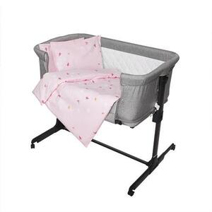 Imagine Set lenjerie patut 5 piese Lorelli, 100% bumbac ranforce, Eva, dimensiune interioara 90x50 cm, Butterflies Pink