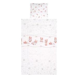 Imagine Set lenjerie pat, 3 piese Lorelli Cosy, Bears & Pillows Beige, bumbac ranforce, 0-3 luni