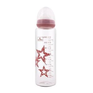 Imagine Biberon din sticla cu tetina anti-colici Lorelli, 0 luni+, 240 ml, Pink