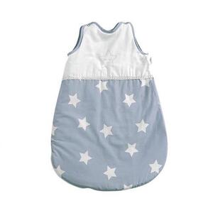 Imagine Sac de dormit de vara Lorelli Stars Blue Grey Mist, 0-6 luni, cu broderie, bumbac 100%, inchidere cu capse pe umar si fermoar lateral