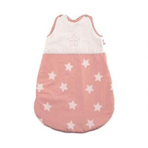 Imagine Sac de dormit de vara Lorelli Stars Pale Blush, 0-6 luni, cu broderie, bumbac 100%, inchidere cu capse pe umar si fermoar lateral