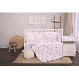 Imagine Set lenjerie pat 8 piese Lorelli Trend Grey Baloons, bumbac ranforce,