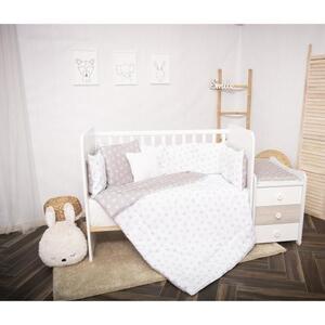 Imagine Set lenjerie pat 8 piese Lorelli Trend Abstract Leaves Grey Beige, bumbac ranforce