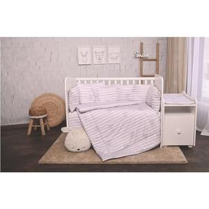 Imagine Set lenjerie pat 8 piese Lorelli Trend Grey Striped, bumbac ranforce