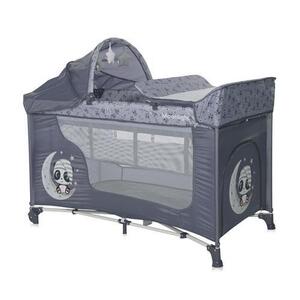 Imagine Patut Pliabil Lorelli Moonlight Plus Cool Grey Pandas, 2 Nivele, greutate maxima suportata15 Kg (Gri)