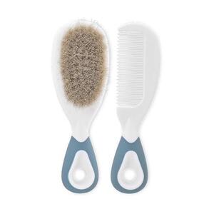 Imagine Set pieptan cu perie din par natural Lorelli Moonlight Blue, 0 luni+