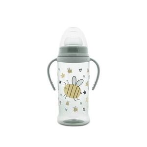 Imagine Biberon anticurgere cu manere Lorelli My Friend Iceberg Green, cu tetina lata, protejeaza gingiile, 6 luni+, 360 ml
