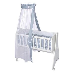 Imagine Set lenjerie pat 7 piese Lorelli Blue Grey Mist Stars, bumbac ranforce, pentru pat balansoar First Dreams