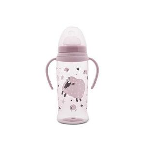 Imagine Biberon anticurgere cu manere Lorelli My Friend Mellow Rose, cu tetina lata, protejeaza gingiile, 6 luni+, 360 ml