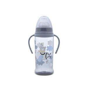 Imagine Biberon anticurgere cu manere Lorelli My Friend Cameo Blue, cu tetina lata, protejeaza gingiile, 6 luni+, 360 ml