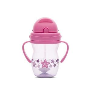 Imagine Cana cu manere si pai Lorelli, anti-varsare, potrivita pentru calatorii, 12 luni+, 275 ml, Roz