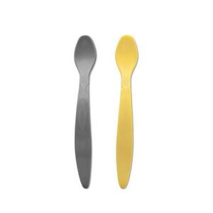 Imagine Set de 2 lingurite flexibile Lorelli, cu maner lung, margine rotunjita, Galben/Gri