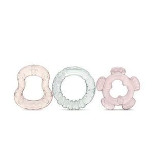 Imagine Set 3 jucarii de dentitie bebelusi Lorelli Iceberg Green & Mellow Rose, refrigerante, forme diferite, 3 luni+