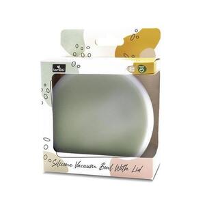 Imagine Bol de hranire cu capac Lorelli, din silicon natural, cu ventuza, 6 luni+, Verde