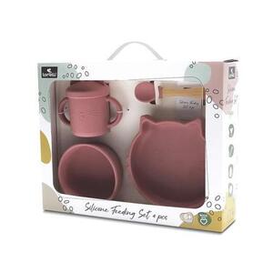 Imagine Set de hranire din silicon natural Lorelli, 4 piese, 6 luni+, Roz