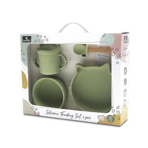 Imagine Set de hranire din silicon natural Lorelli, 4 piese, 6 luni+, Verde