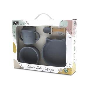 Imagine Set de hranire din silicon natural Lorelli, 4 piese, 6 luni+, Gri