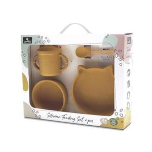 Imagine Set de hranire din silicon natural Lorelli, 4 piese, 6 luni+, Galben