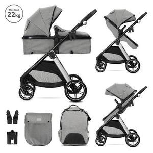 Imagine Carucior 2 in 1 Lorelli Aspen, transformabil, set adaptori cos auto inclus, pana la 22 Kg, Gri