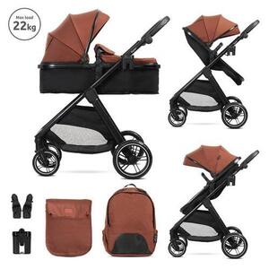 Imagine Carucior 2 in 1 Lorelli Aspen, transformabil, set adaptori cos auto inclus, pana la 22 Kg, Negru/Maro