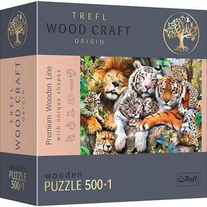 Imagine Puzzle din lemn Trefl Wood Craft, Felinele din jungla, 500+1 piese