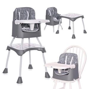 Imagine Scaun de masa inalt pentru copii Lorelli Trick, convertibil 3in1, 6 luni - 36 luni, maxim 15 kg, Gri