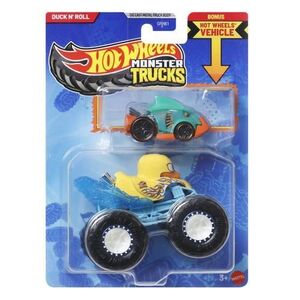 Imagine Set 2 masinute Hot Wheels - Monster Truck si masinuta metalica, Duck N' Roll
