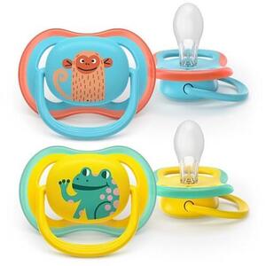 Imagine Set 2 suzete Philips Avent Ultra Air SCF349/58 care lasa pielea bebelusului sa respire, tetina extra-ferma, ortodontice, fara BPA, 18 luni+, colorat