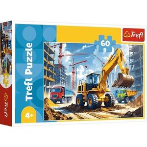Imagine Puzzle Trefl Tractor cu excavator, dimensiune 330x220mm, 60 de piese