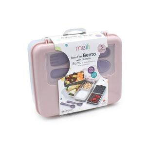 Imagine Cutie alimentara Melii Bento, 4 compartimente, cu lingura si furculita