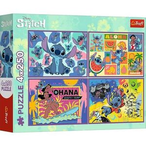 Imagine Puzzle Trefl din 4 x 250 piese - Uimitorul Stitch